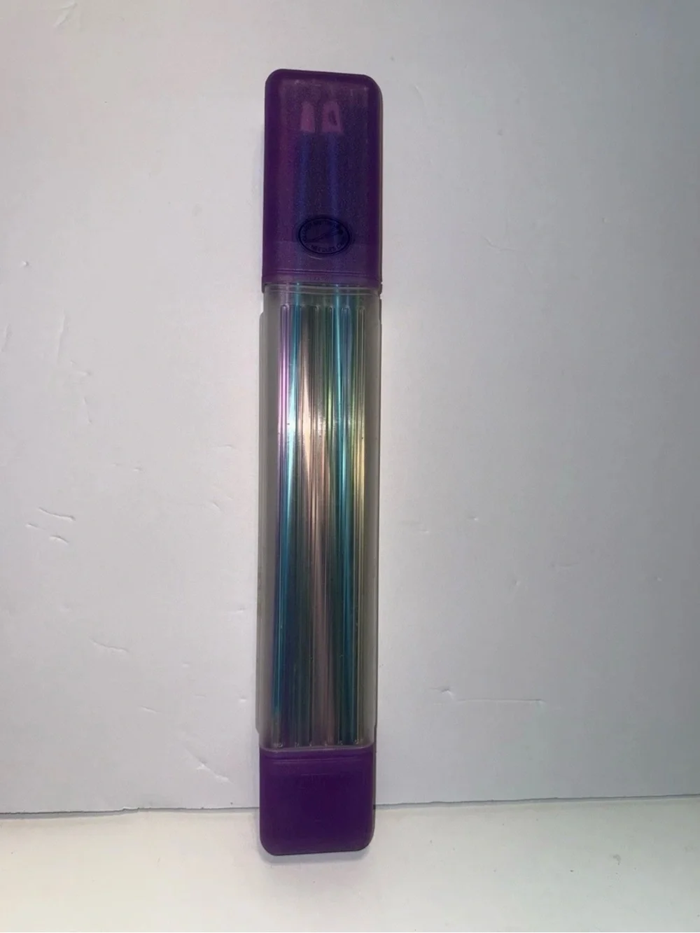 Iridescent Metal Knitting Needles Set - Multicolor